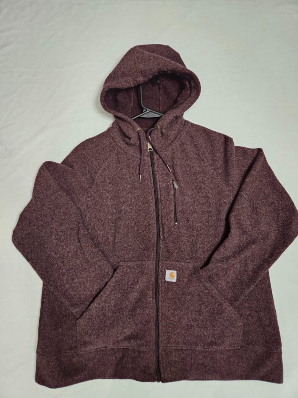 Carhartt Womens Zip Hoodie Cozy Rustic Red front Pocket Sweatshirt XL 16/18